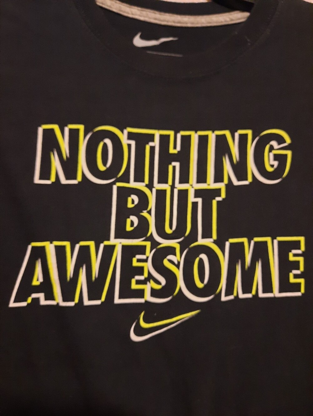 Nike "Nothing But Awesome" Graphic Tee - Black with Neon Yellow